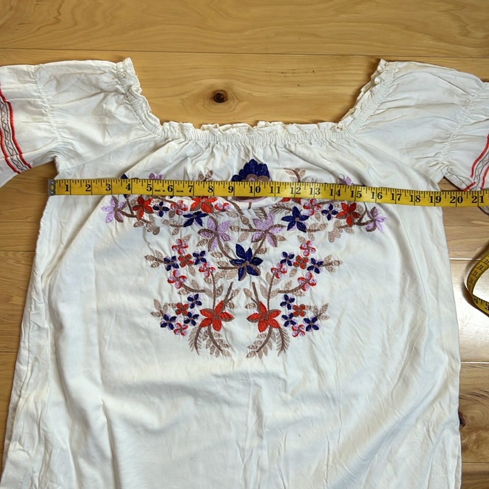 Free People Off Shoulder Embroidered 100% Cotton Dress w/Pockets | Size Small - Picture 4 of 11